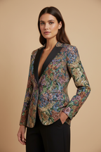 MEELANO Vintage Blazer Med Blomsterprint I Tekstureret Stof