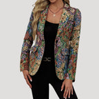 MEELANO Vintage Blazer Med Blomsterprint I Tekstureret Stof