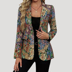 MEELANO Vintage Blazer Med Blomsterprint I Tekstureret Stof