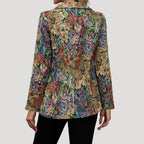 MEELANO Vintage Blazer Med Blomsterprint I Tekstureret Stof