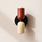 MEELANO Vintage Dobbelthoved Væglampe – Kreativ Retro Belysning til Hjemmet Rød & Beige