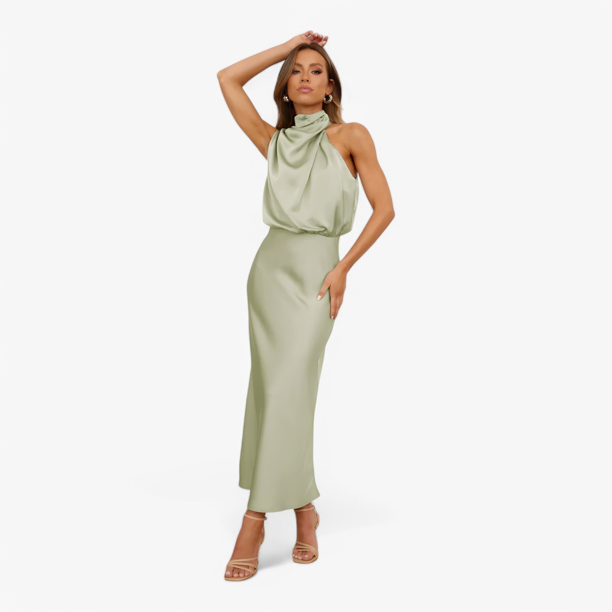 MEELANO Estela | Dame Strapless Festkjoler – Yndefuld Elegance & Komfort til Events Lys Grøn
