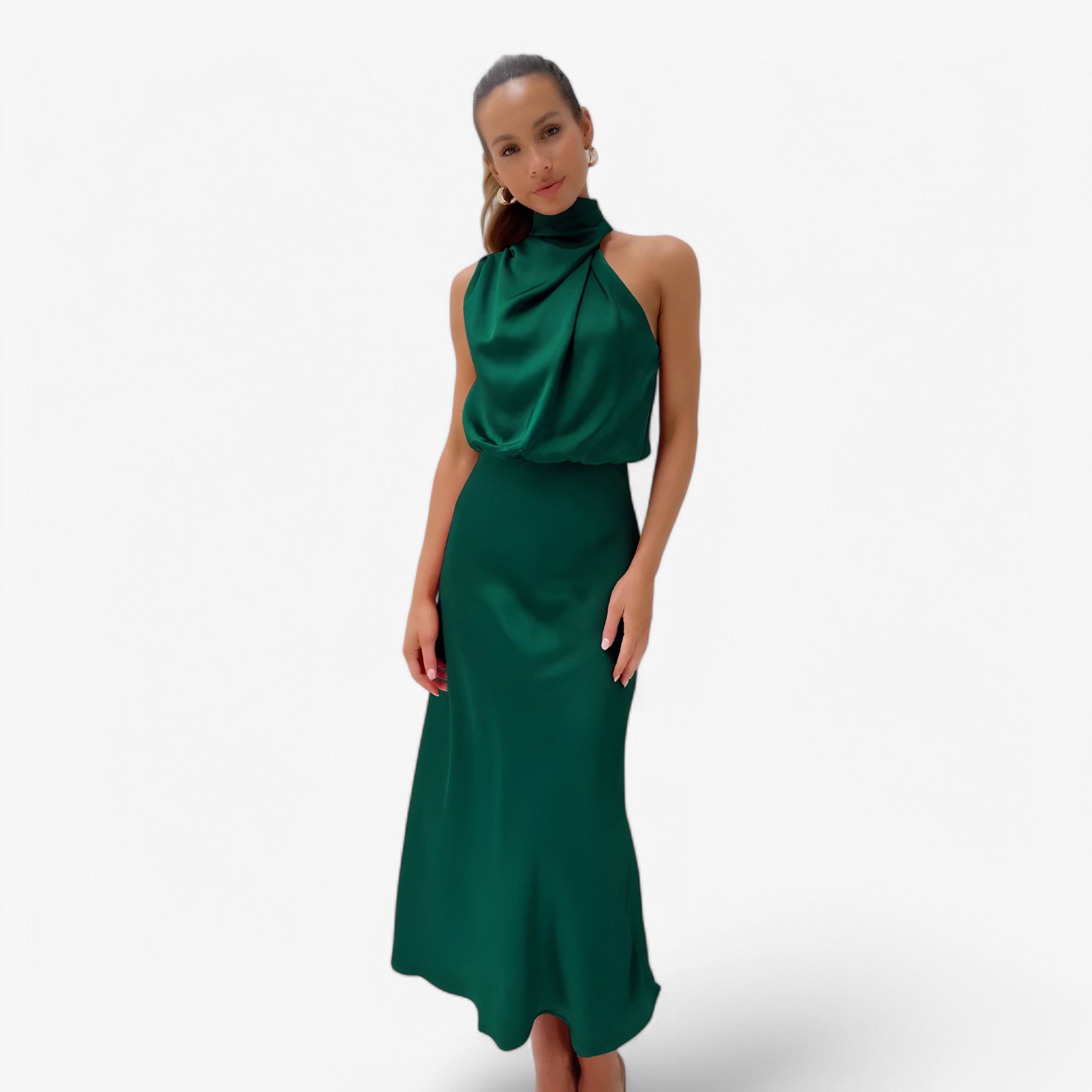 MEELANO Estela | Dame Strapless Festkjoler – Yndefuld Elegance & Komfort til Events Grøn