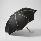 MEELANO Dameparaply med Blomsterform – Foldbar Paraply med Træhåndtag, UV-resistent & Vandafvisende Belægning, 100 cm – 6 Farver Sort