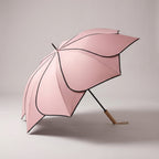 MEELANO Dameparaply med Blomsterform – Foldbar Paraply med Træhåndtag, UV-resistent & Vandafvisende Belægning, 100 cm – 6 Farver