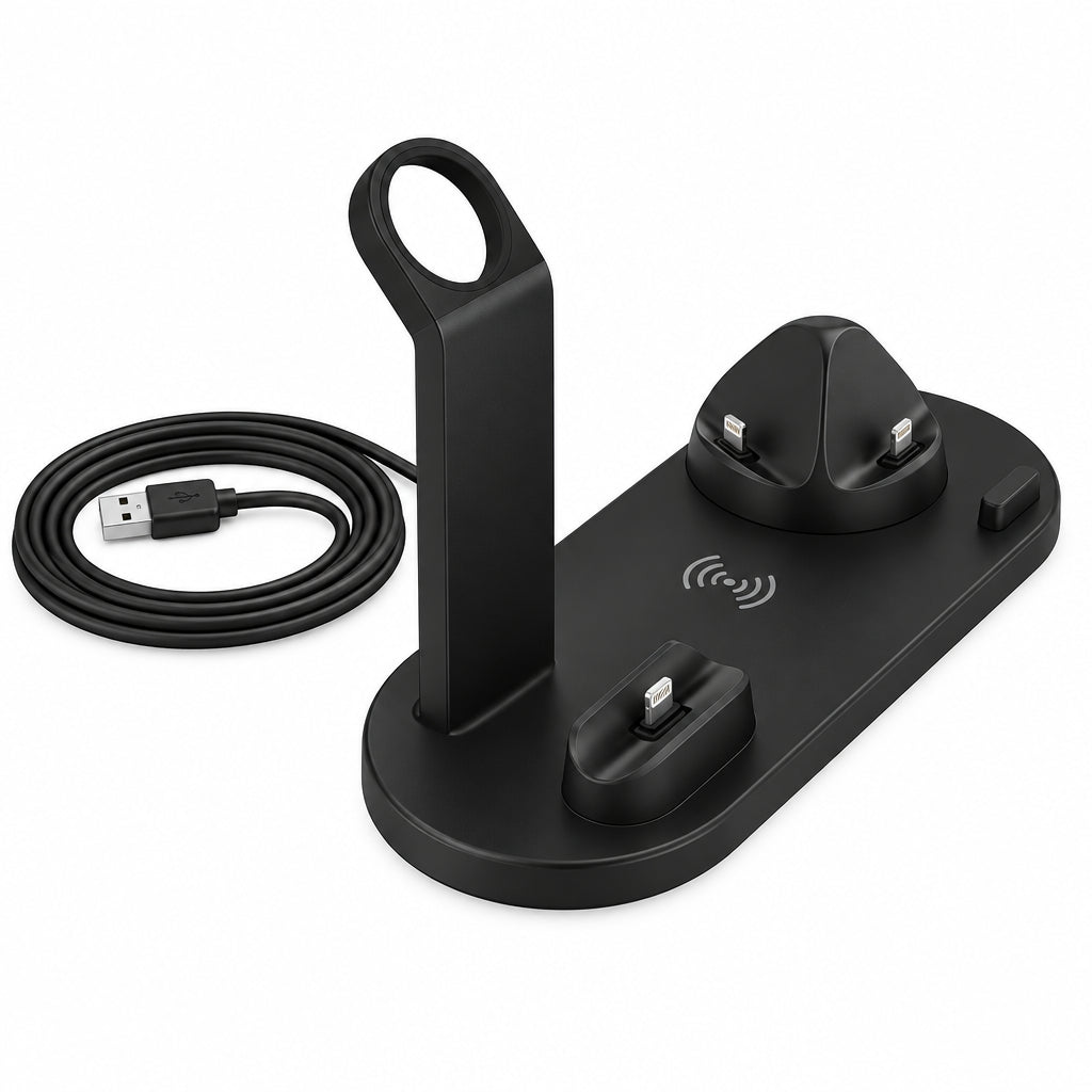 MEELANO Trådløs Ladestation 3-i-1 – Ladestation til iPhone, Apple Watch & AirPods, Hvid eller Sort – Chargix