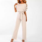 MEELANO Mørkeblå Dame Jumpsuit Komfortabel Og Elegant Til Date - Overall Beige
