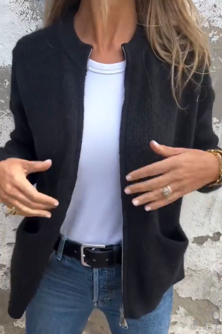 MEELANO Stilfuld Dame Cardigan - Varm og Blød Til Kølige Dage Sort