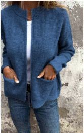 MEELANO Stilfuld Dame Cardigan - Varm og Blød Til Kølige Dage Blå