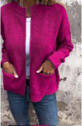 MEELANO Stilfuld Dame Cardigan - Varm og Blød Til Kølige Dage Lilla