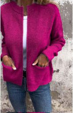 MEELANO Stilfuld Dame Cardigan - Varm og Blød Til Kølige Dage Lilla