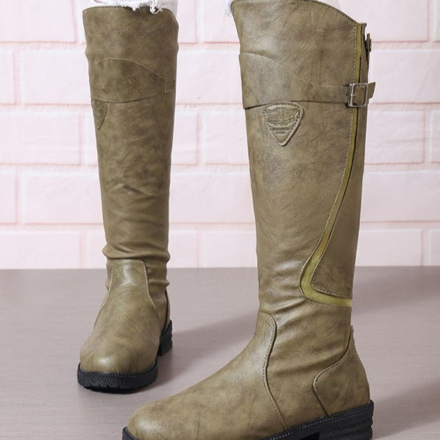 Amore | Knæhøje Damestøvler Spænde Profilsål - Chunky Boots  Eksempel