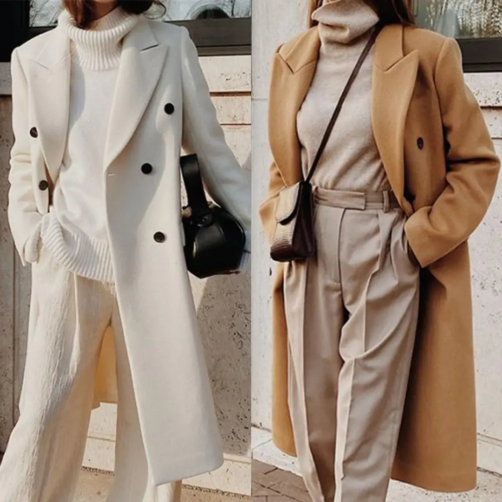 MEELANO Dame Elegant Dobbeltradet Trenchcoat Reverskrave Til Kølige Dage