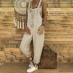 MEELANO Dame Ærverdig Latzhose Med Dyb Udskæring Og Praktiske Lommer Lys grå