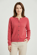 MEELANO Amore | Dame Cardigan med V-udskæring og Knapper - Knappet Strikjakke Pink
