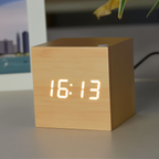 MEELANO WoodTime | Elegant Digital LED Træur Gul-Hvid