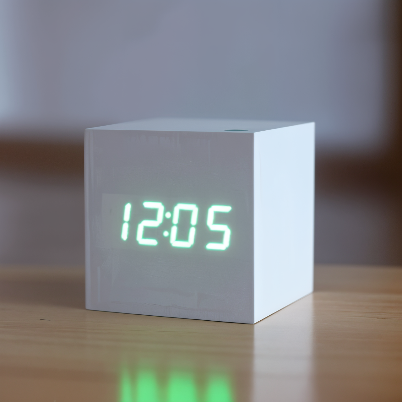 MEELANO WoodTime | Elegant Digital LED Træur Hvid-Grøn