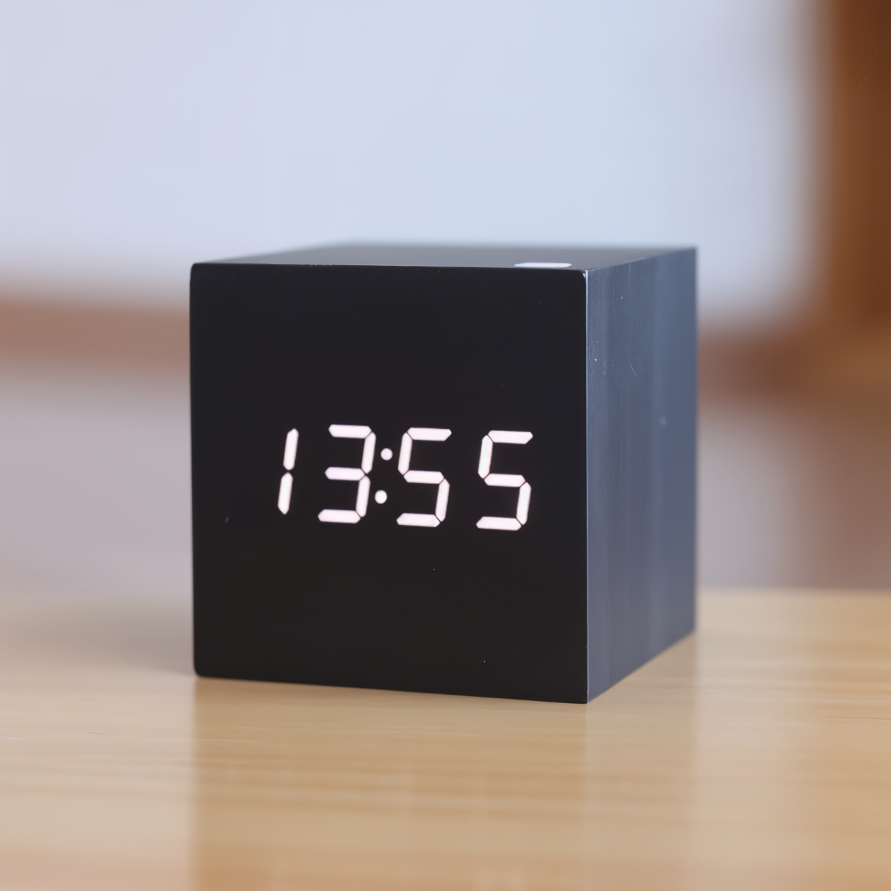 MEELANO WoodTime | Elegant Digital LED Træur Sort-Hvid