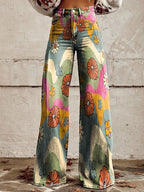 MEELANO Kvinder Farverige Vintage Viskosebukser Med Print Til Hippie