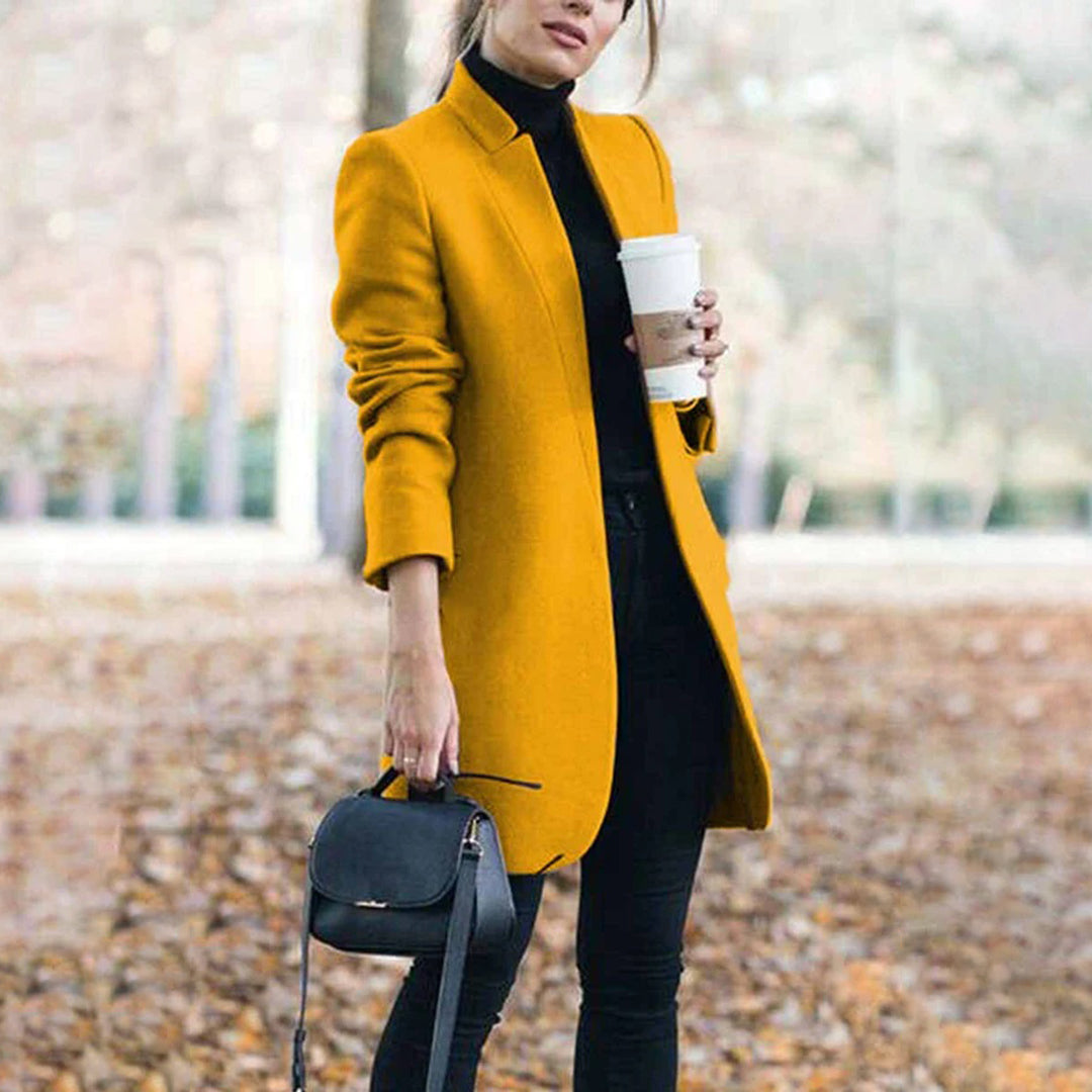 MEELANO Dame Trenchcoat Til Kvinder Casual Look Stilfuld Varmer Hverdag Gul