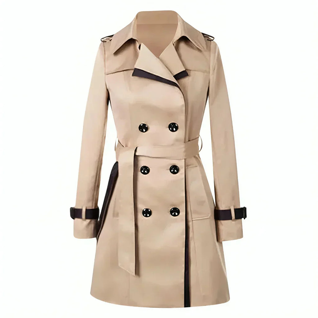 MEELANO Dame Trenchcoat - Lang og Vandafvisende Vinterjakke Beige