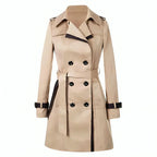MEELANO Dame Trenchcoat - Lang og Vandafvisende Vinterjakke Beige