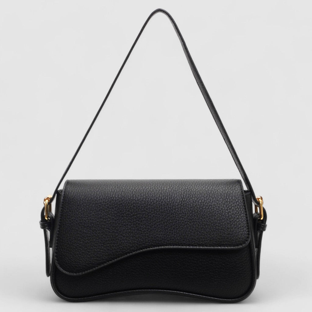 MEELANO Luna | Dame Håndtaske – Bølget Design, Premium Vegansk Læder & Elegant Stil Sort