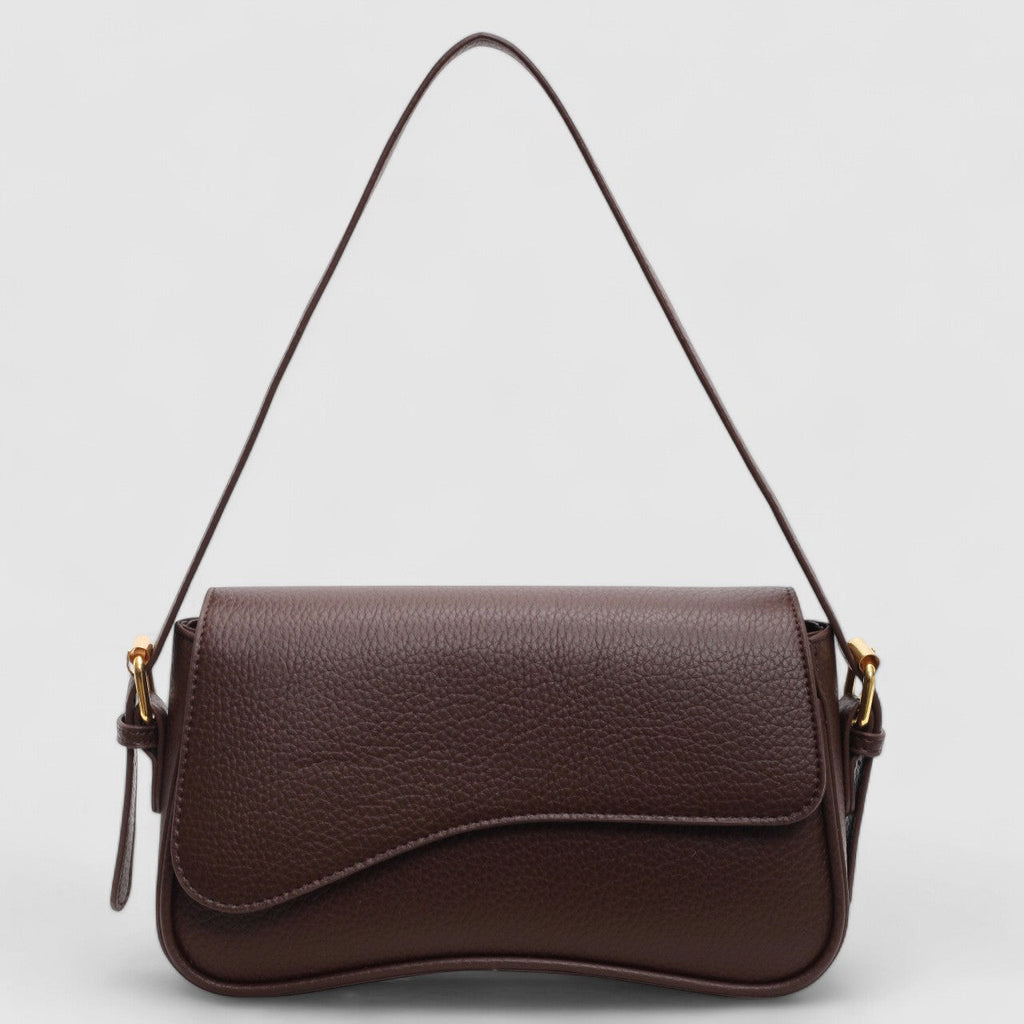 MEELANO Luna | Dame Håndtaske – Bølget Design, Premium Vegansk Læder & Elegant Stil Brun