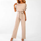 MEELANO Dame Stilfuld Jumpsuit Til Hverdags Og Festlige Anledninger - Overall Beige