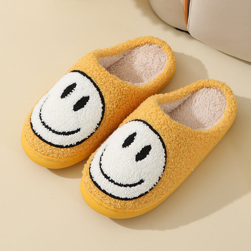 MEELANO Unisex Smiley-Mønster Hjemmesko Varme Og Bløde Gul