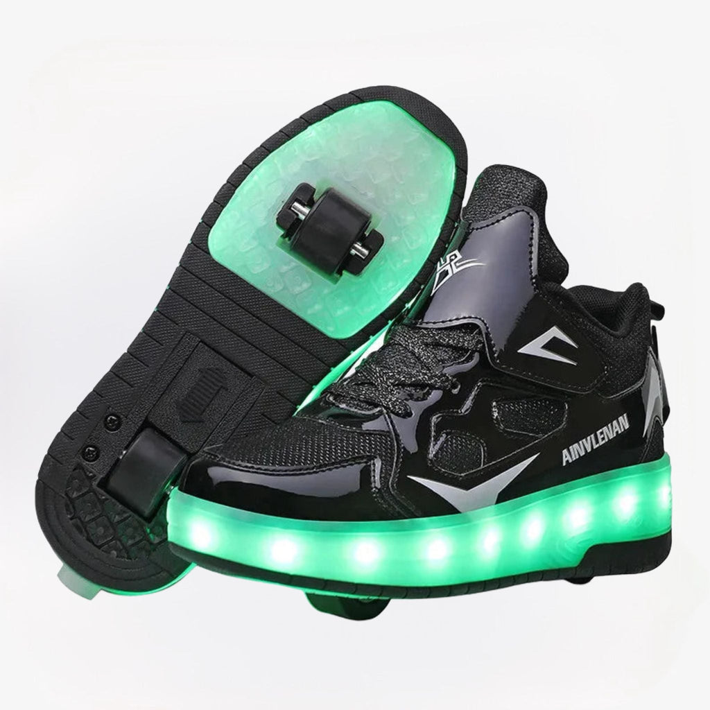 MEELANO LED Rulleskøjte-Sneakers til Børn – Lysende Sko med Hjul & Velcrolukning, 4 Farver, Str. 28–39