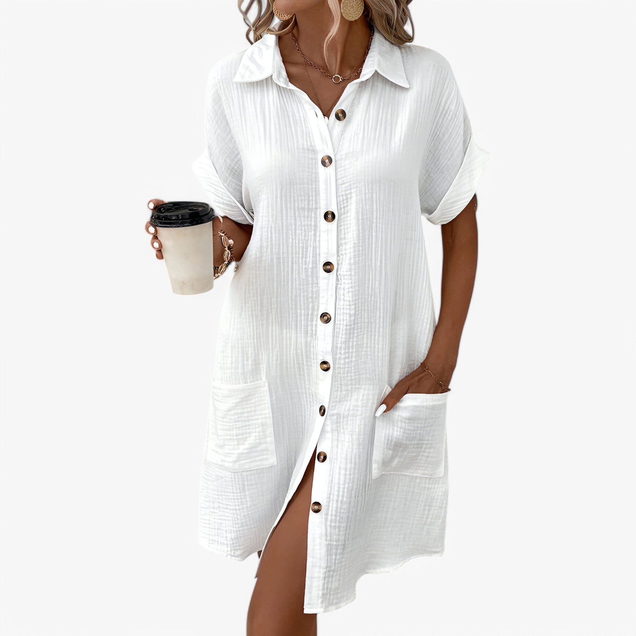 MEELANO Olivia Sommerkjole – Elegant Stofblanding med Komfort & Stil