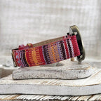 MEELANO Vintage Dameur med Regnbuemønster og Flettet Rem – Analogt Armbåndsur med Bronze Urskive, Nikkelfrit, 3 Farver – Amore