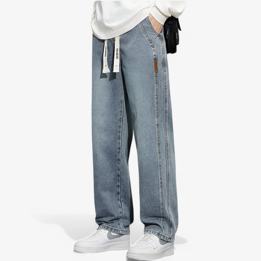 MEELANO Amore | Herre Wide Leg Jeans - Trendy Jeans med Brede Ben & Loose Fit Mørk grå