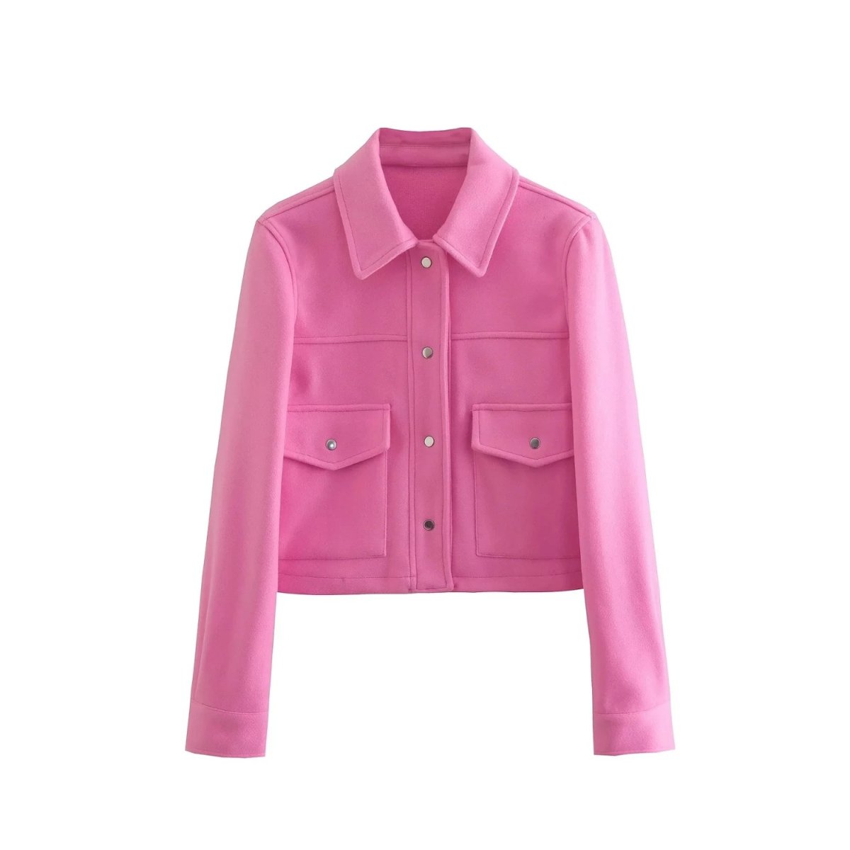 MEELANO Abi - Chic Overgangsjakke Dame - Kort Jakke med Knapper og Lommer til Hverdagsbrug Rosenrød