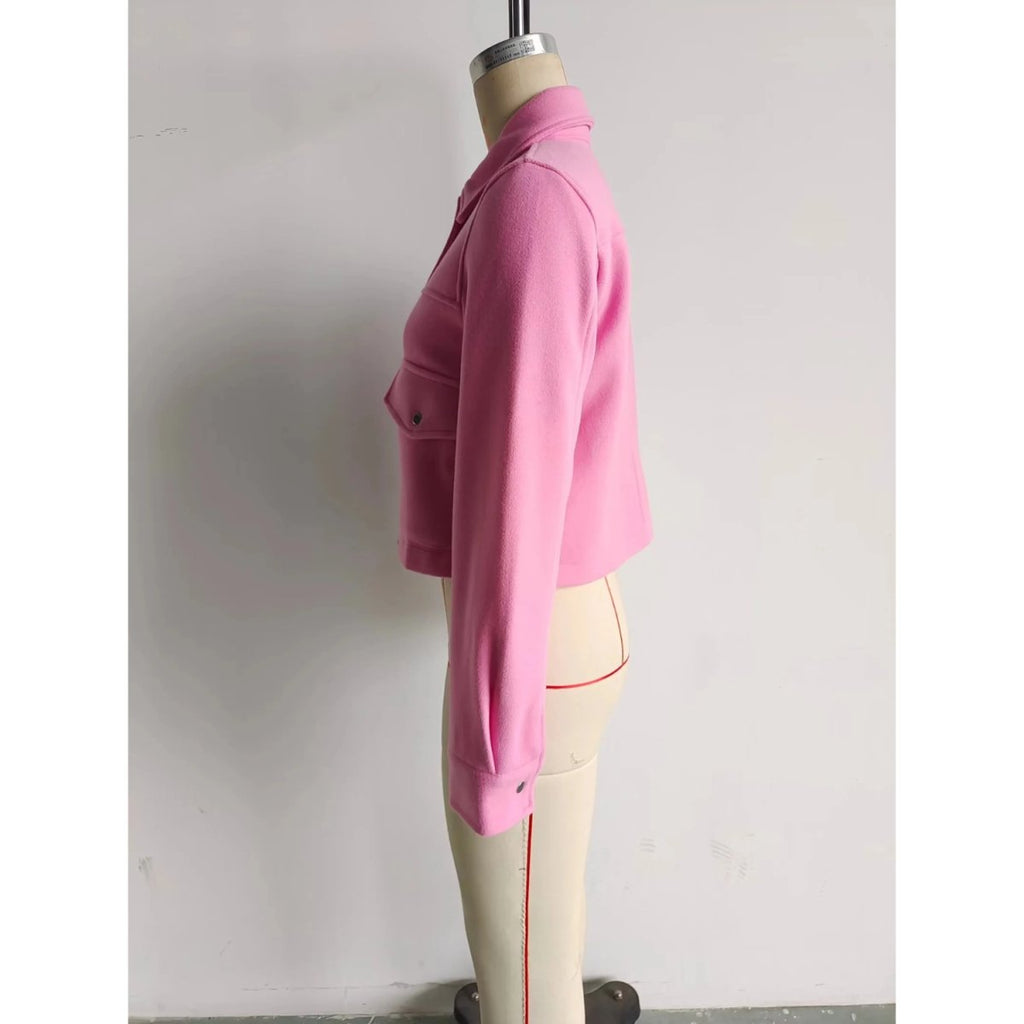 MEELANO Abi - Chic Overgangsjakke Dame - Kort Jakke med Knapper og Lommer til Hverdagsbrug