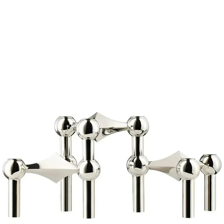 MEELANO CandleSphere – Molecular Elegance Lysestage i Moderne Design Sølv Tre Stykker
