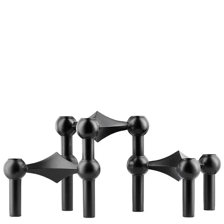 MEELANO CandleSphere – Molecular Elegance Lysestage i Moderne Design Sort Tre Stykker
