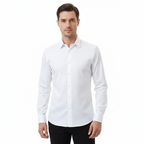 MEELANO Mane | Herre Klassisk Langærmet Skjorte - Hvid Slim Fit Habit- & Strygefri Skjorte