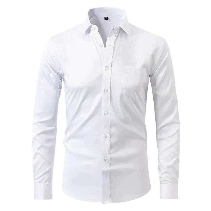 MEELANO Mane | Herre Klassisk Langærmet Skjorte - Hvid Slim Fit Habit- & Strygefri Skjorte Hvid
