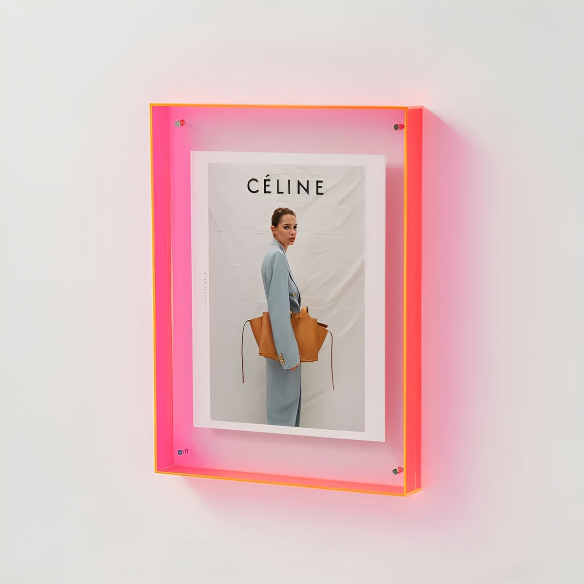 MEELANO Neon Akrylramme i Retro 80'er-stil – Farverig Fotoramme til Væg eller Bord, 16x21 til 40x50 cm Knaldrød
