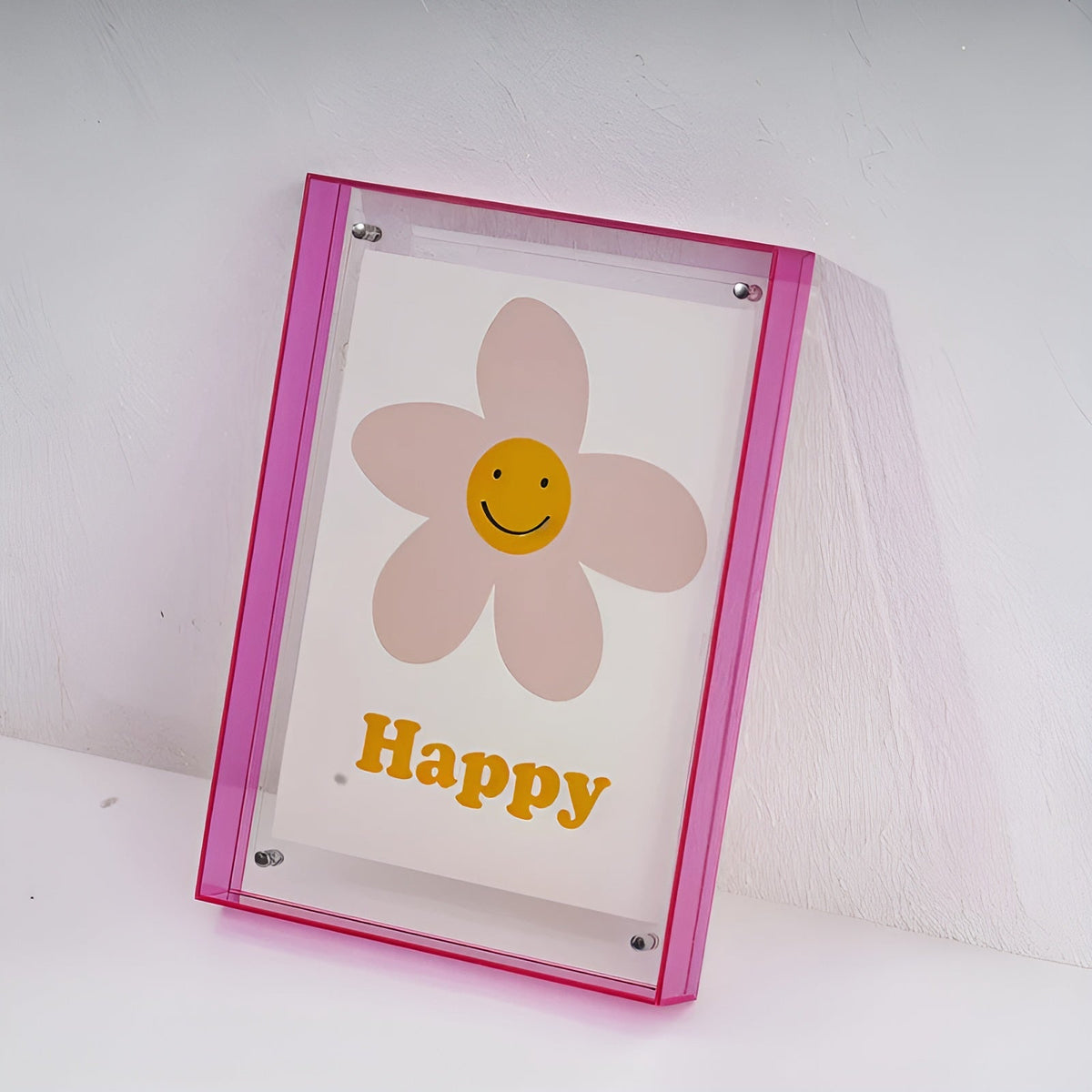 MEELANO Neon Akrylramme i Retro 80'er-stil – Farverig Fotoramme til Væg eller Bord, 16x21 til 40x50 cm Lyserød Lilla