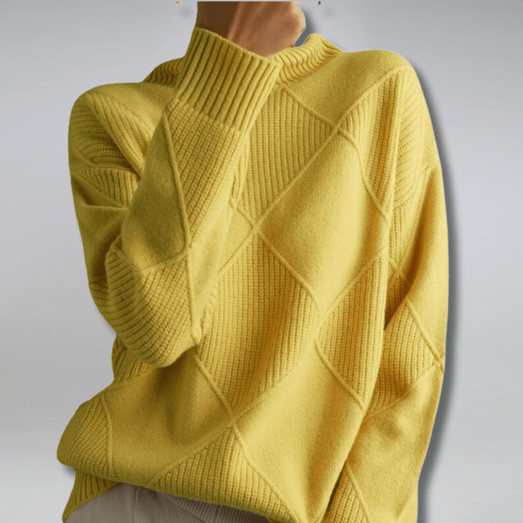 Tasana | Dame Diamantstrik Sweater - Struktureret Langærmet Pullover