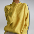 Tasana | Dame Diamantstrik Sweater - Struktureret Langærmet Pullover