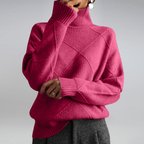 Tasana | Dame Diamantstrik Sweater - Struktureret Langærmet Pullover
