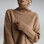 Tasana | Dame Diamantstrik Sweater - Struktureret Langærmet Pullover