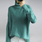 Tasana | Dame Diamantstrik Sweater - Struktureret Langærmet Pullover