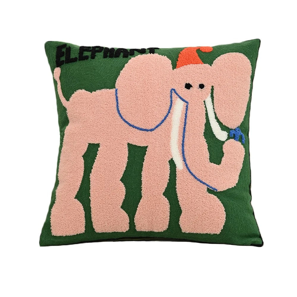 MEELANO Nordisk Pudeovertræk Med Dyremotiver 45x45 Cm Til Sofa Polyester Bomuld Elefant