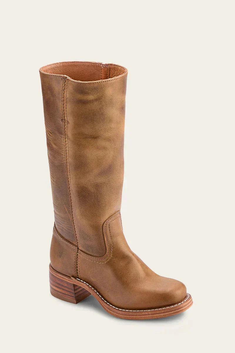 MEELANO Flōre | Dame Klassisk Læderstøvle med Blokhæl - Håndlavede Ankelstøvler i Ægte Læder