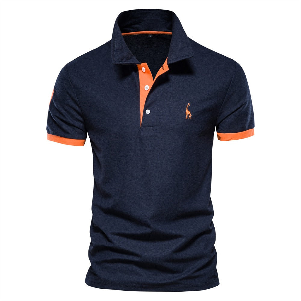 MEELANO Stilfuld Sommer Polo T-shirt til Mænd Mørkeblå - Orange